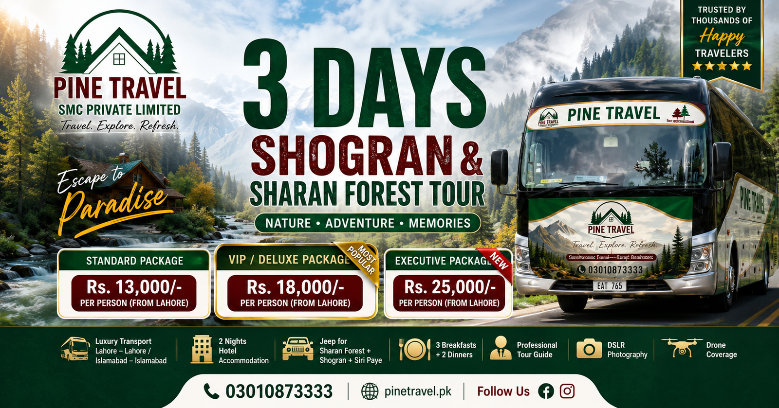 3 Days Shogran & Sharan Forest Tour from Lahore & Islamabad